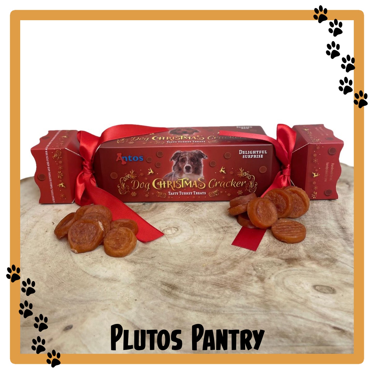 Nova Dog Chews Antos Christmas Cracker Gift - Turkey Coin Treats for Dogs