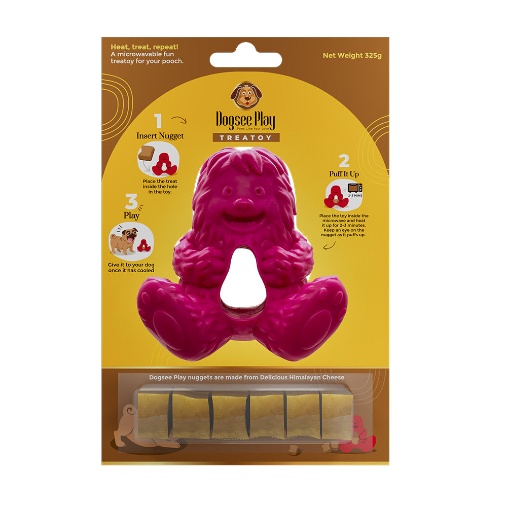 Dogsee Chew Dogs Yeti Dog Toy - 3 Colours With 5 Yak Nuggets enrichment