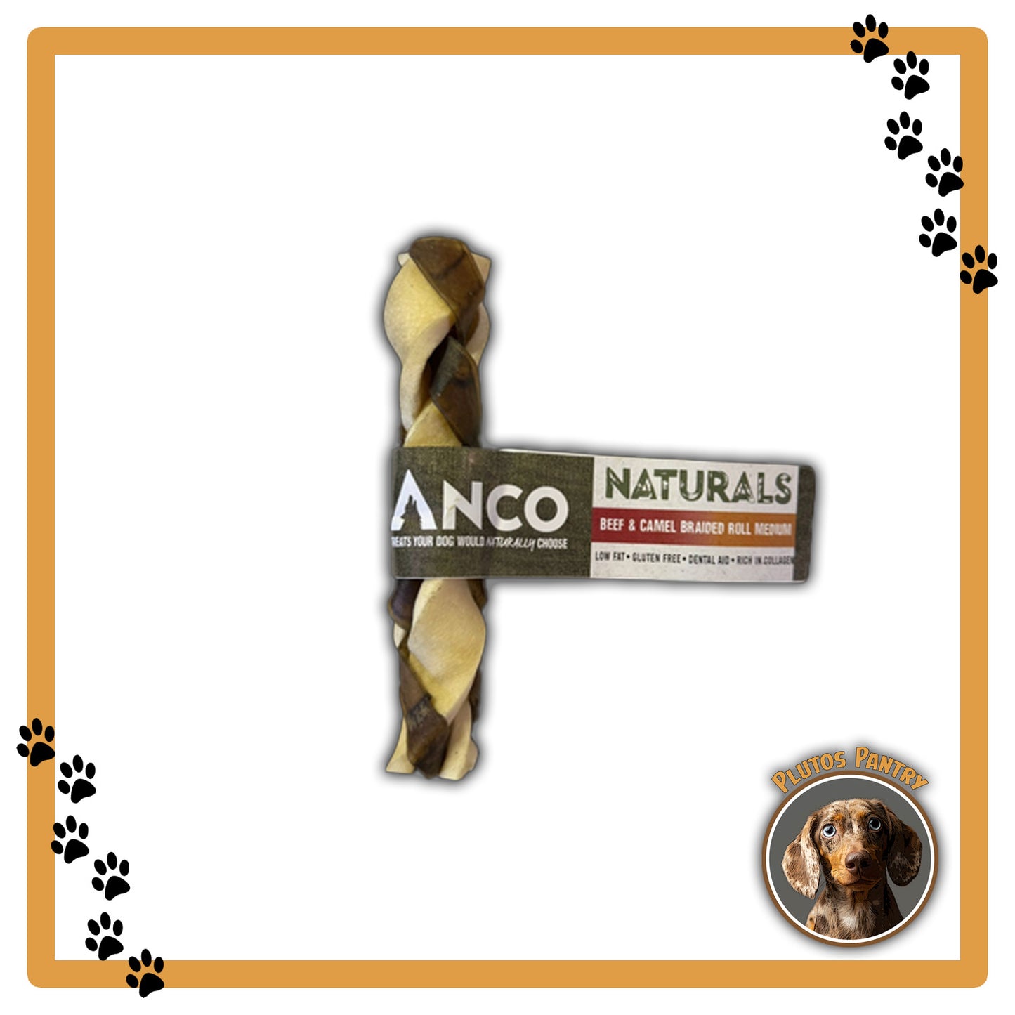 Anco Naturals Beef & Camel Braided Roll 15cm