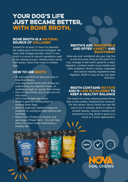 Nova Bone Broth For Dogs 230ml - 4  Flavours