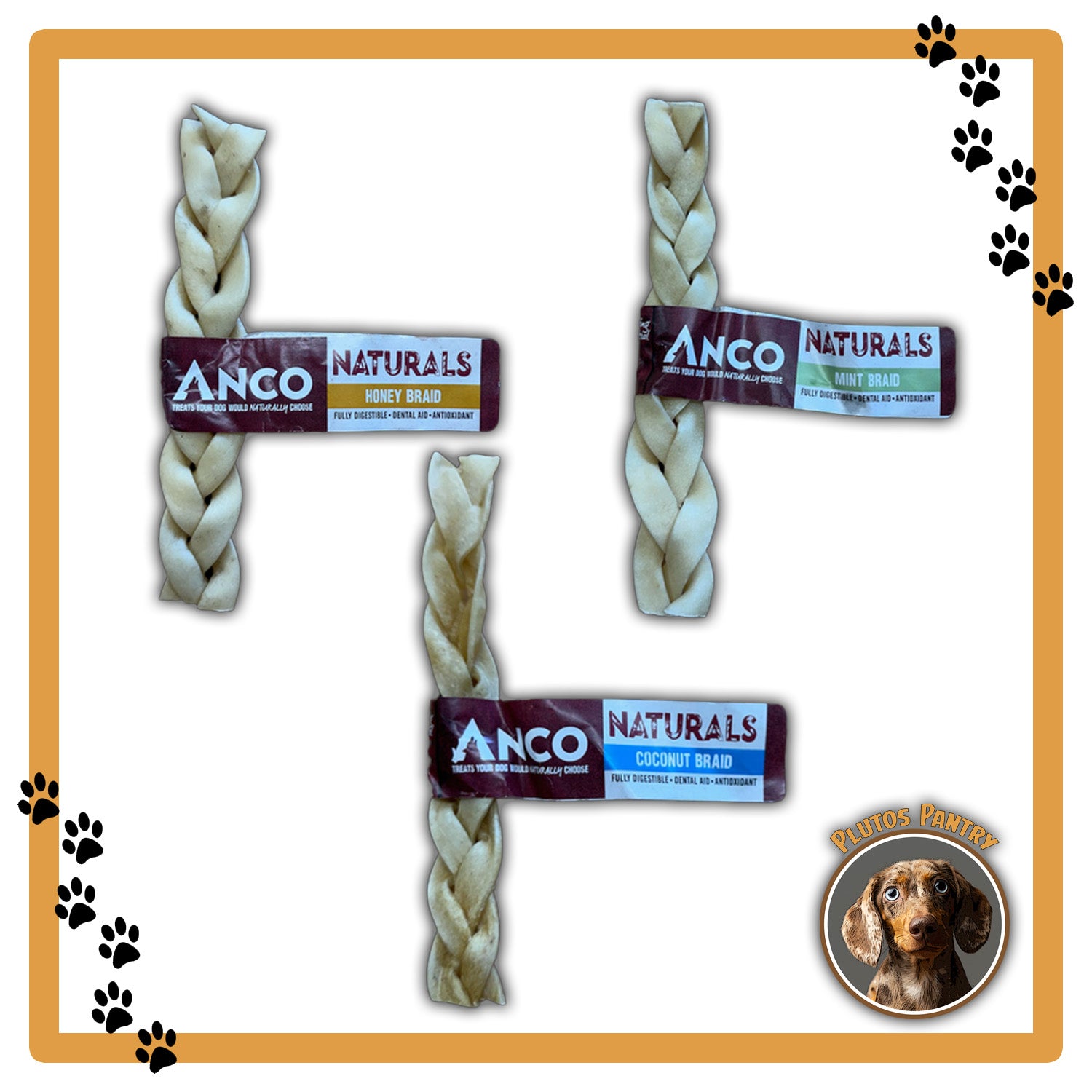 A Hint Of Anco Naturals Infused Beef Braids - Mint, Coconut, Honey