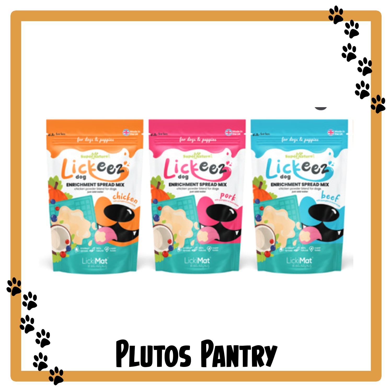 Supernature X LickiMat Lickeez for Dogs 100g - Chicken, Beef, Pork - All Natural Pet Treats