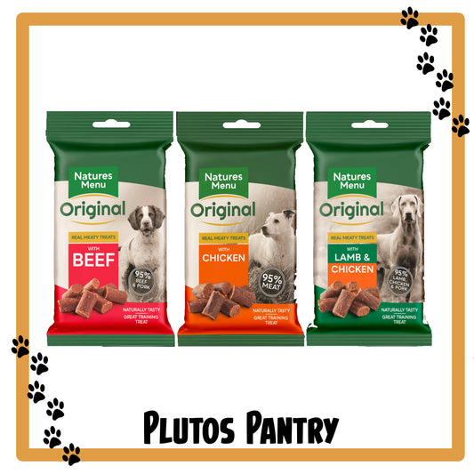 Natures Menu Dog Meaty Treats 60g - 3 Flavours - Chicken, Beef, Chicken & Lamb