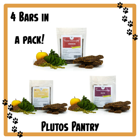 Gourmet Superfood Bars for Dogs - Natural and Healthy Treats - Pack of 4