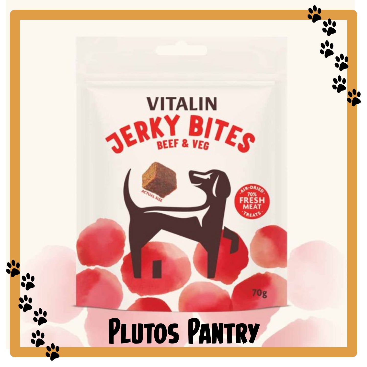 Vitalin Jerky Bites Beef & Veg Air Dried Dog Treats 70g