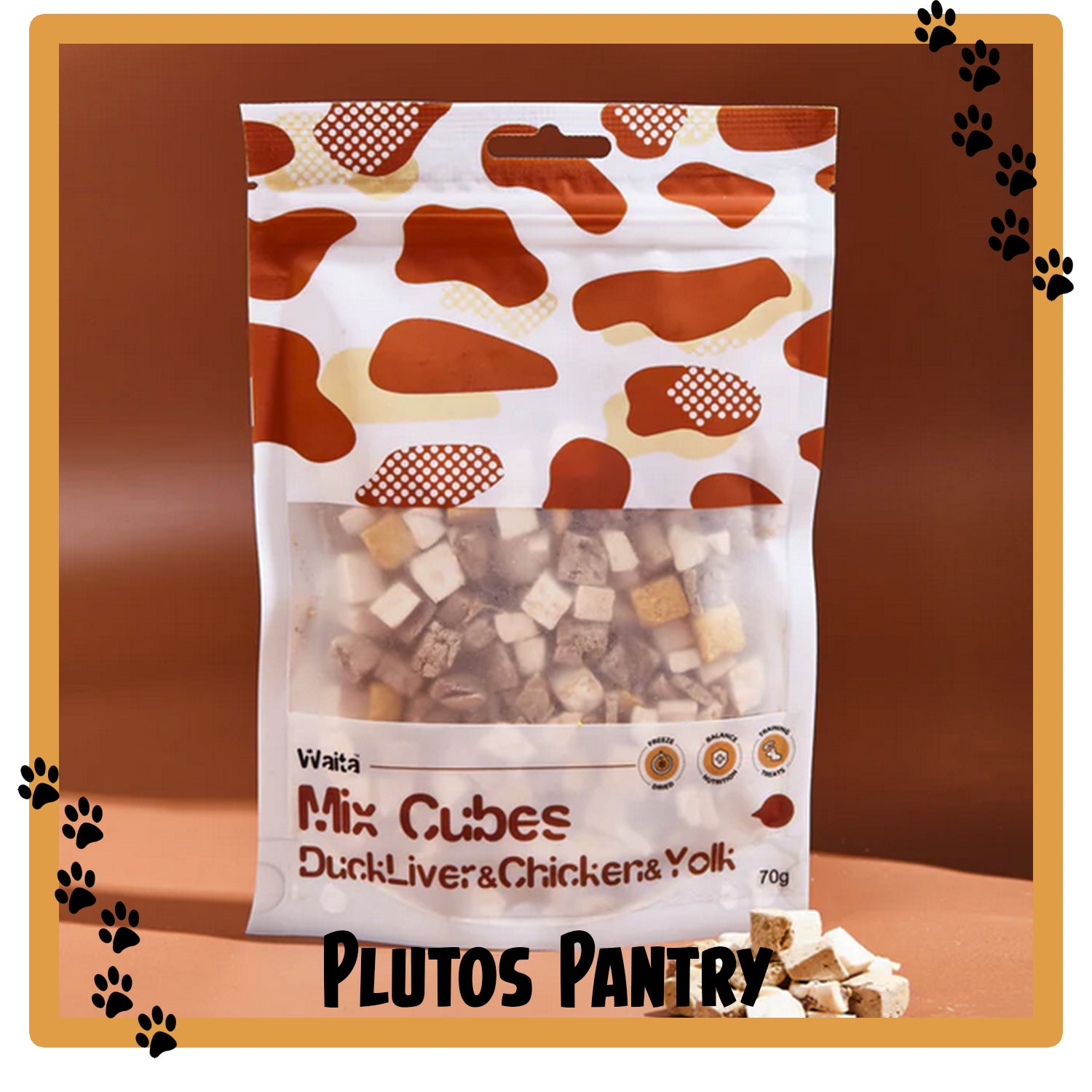 Waita Freeze Dried Mixed Cube Chicken, Duck liver & Egg Yolk 70g