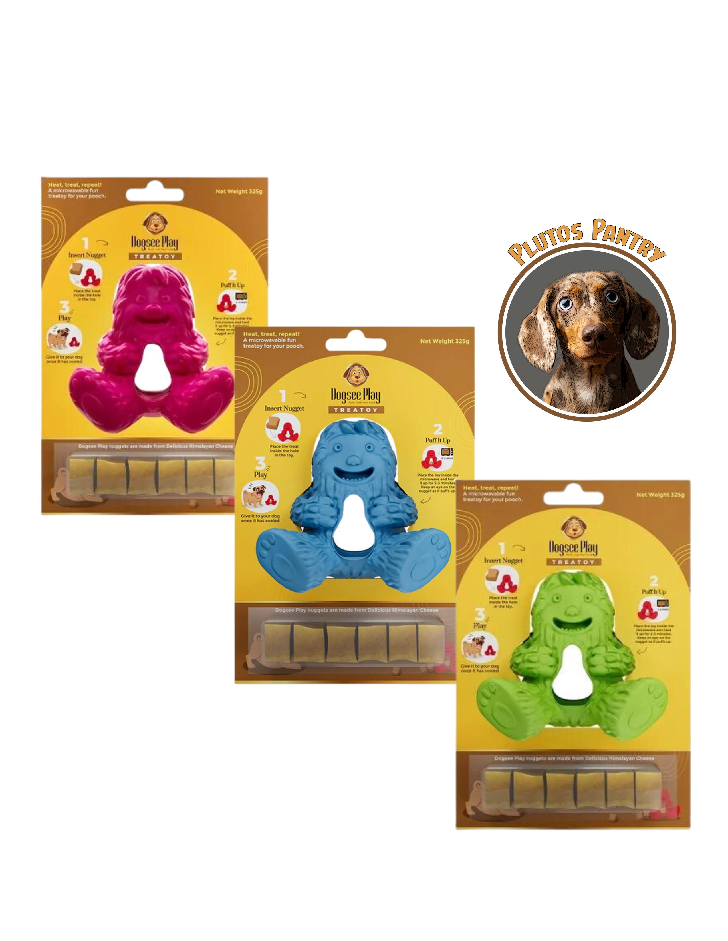 Dogsee Chew Dogs Yeti Dog Toy - 3 Colours With 5 Yak Nuggets enrichment